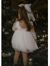 Ivory Lace Tulle Scoop Back Flower Girl Dress